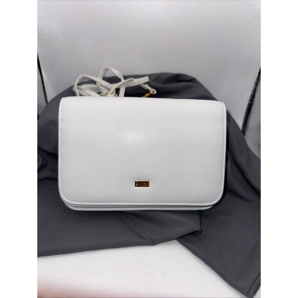 Buxton White Leather Organizer Crossbody Bag Gold Hardware Wallet Purse